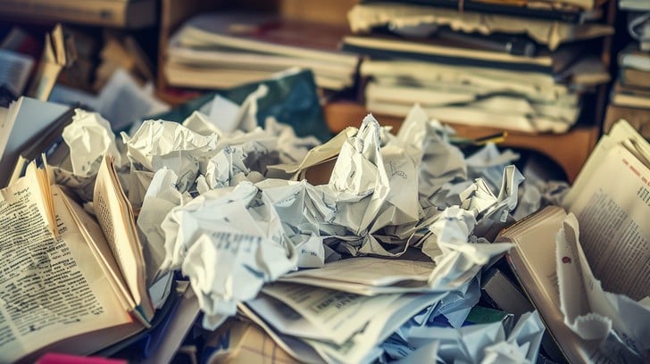 Chaotic paper mess